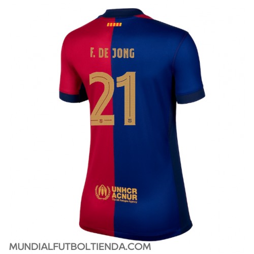 Camiseta Barcelona Frenkie de Jong #21 Primera Equipación Replica 2024-25 para mujer mangas cortas